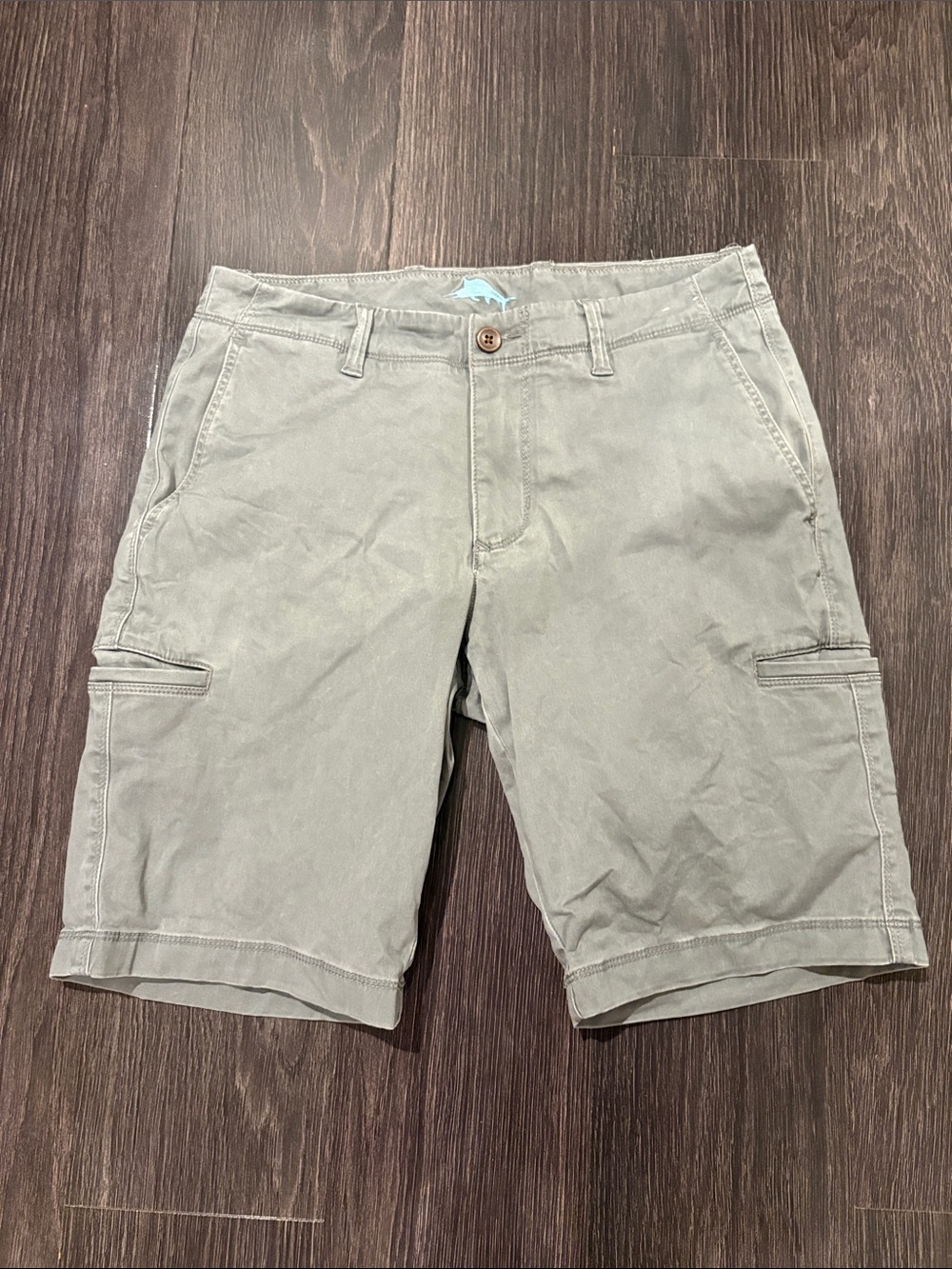Tommy Bahama Boracay Cargo Shorts Flat Front Tencel Blend Sage Olive Grey